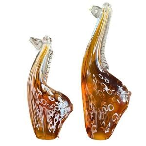 Hand Blown Glass Giraffe with Baby Giraffe, Safari Animals